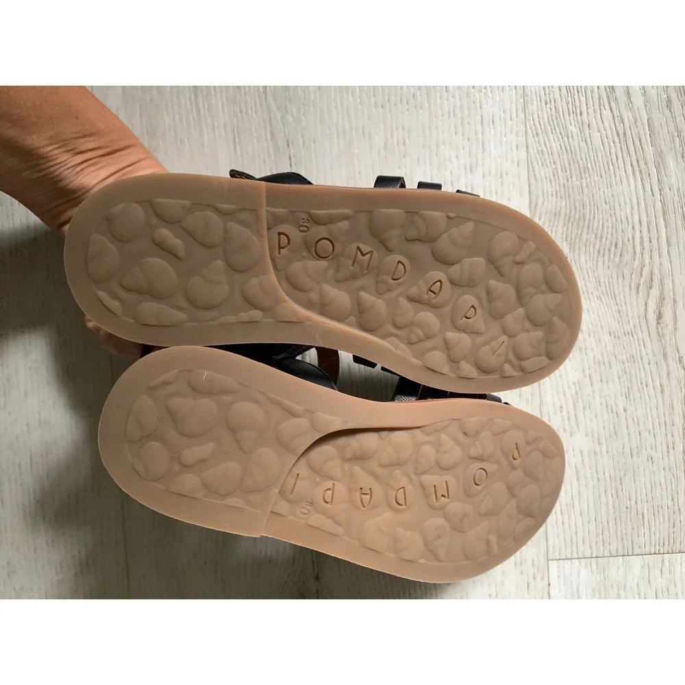 Pom D'Api Paris‎ Kids Black Leather Fisherman Sandals Huarache Buckle Size 30